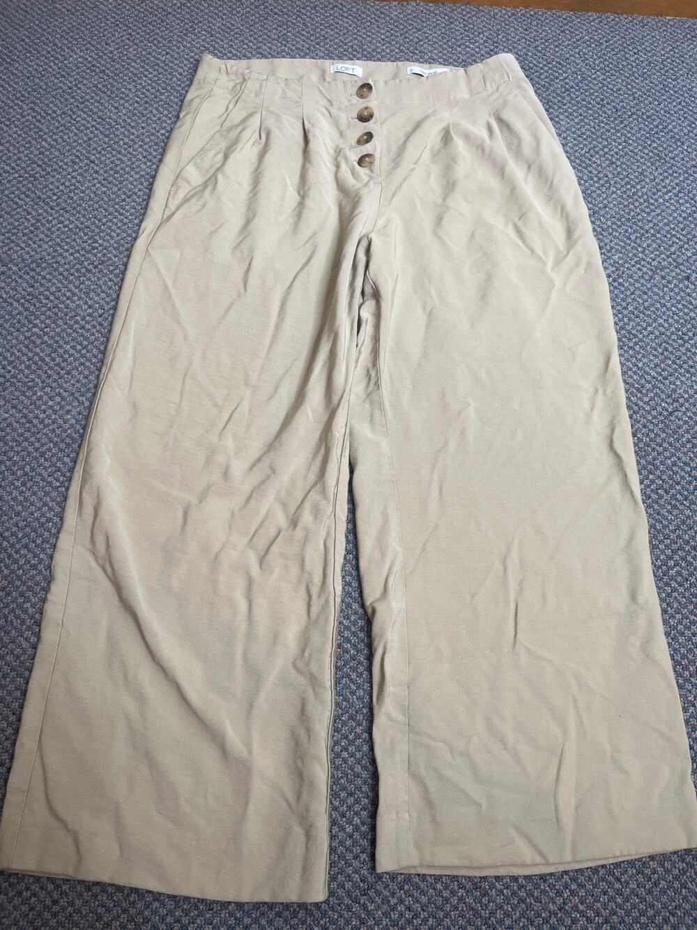 Loft Tan high Waist Button fly Crop Pant 8